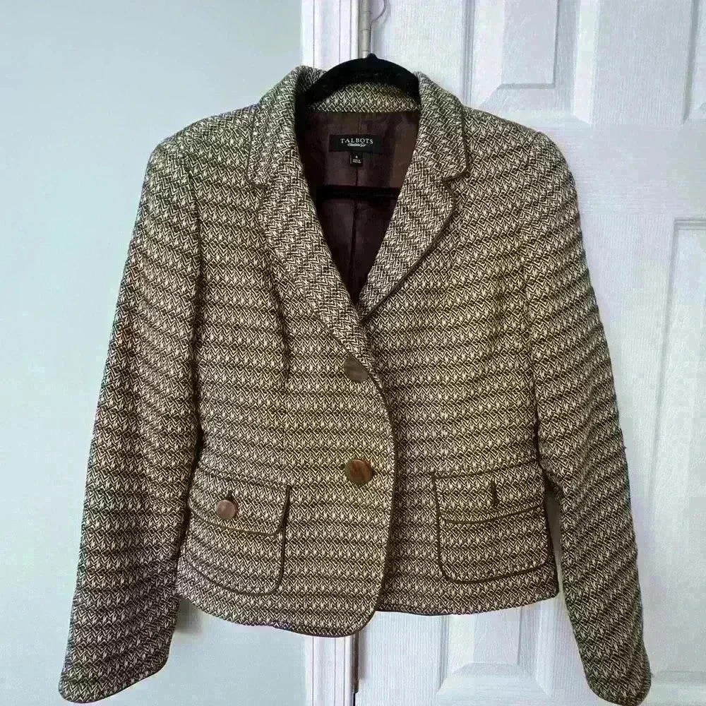 Talbots Women’s Tweed Blazer Women’s 4 Brown